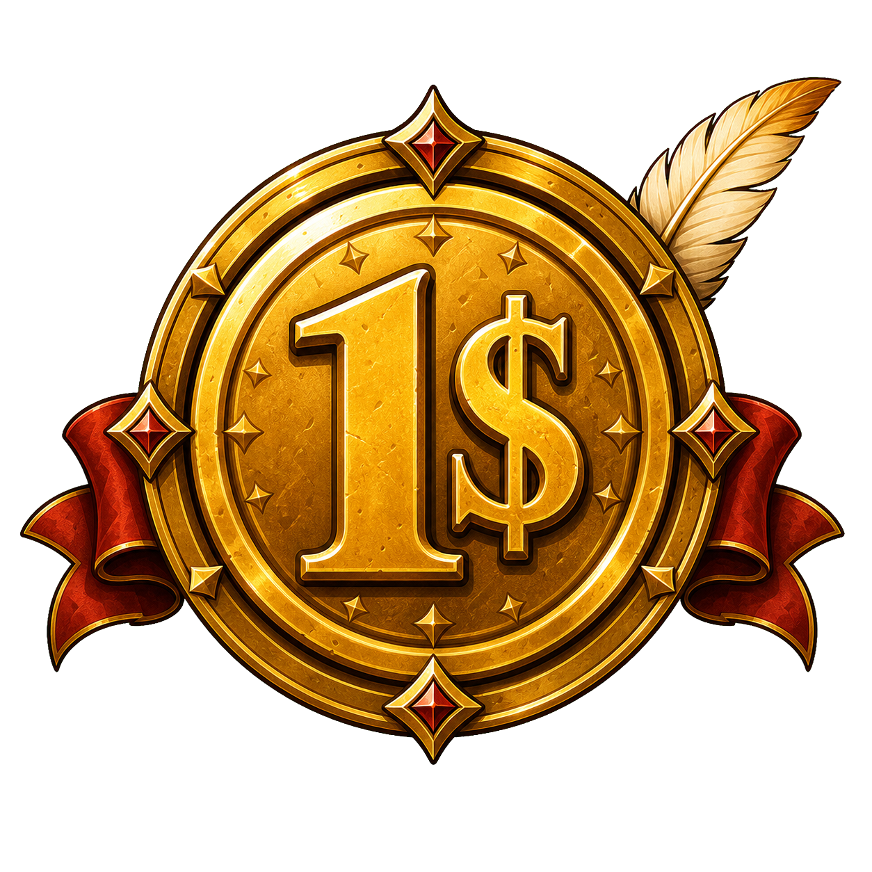 One dollar coin badge